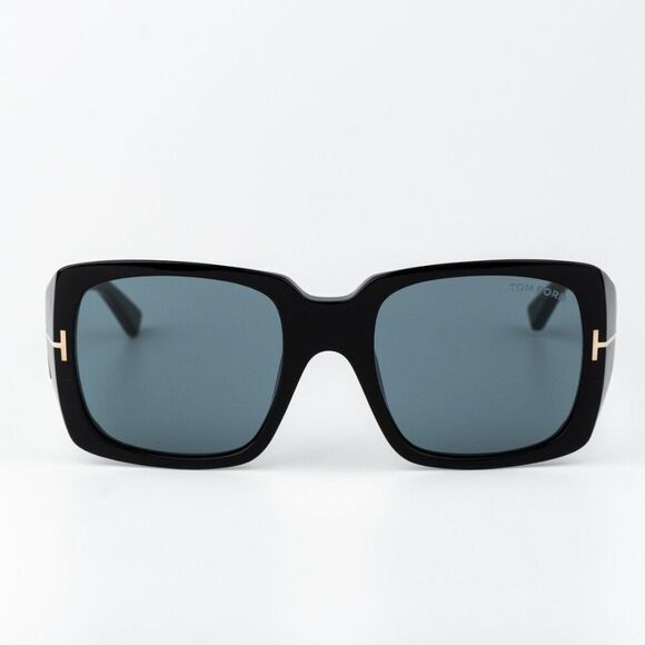Tom Ford Women Sunglasses Ryder-02 Shiny Black Blue Rectangle FT1035 01V NEW main image 11